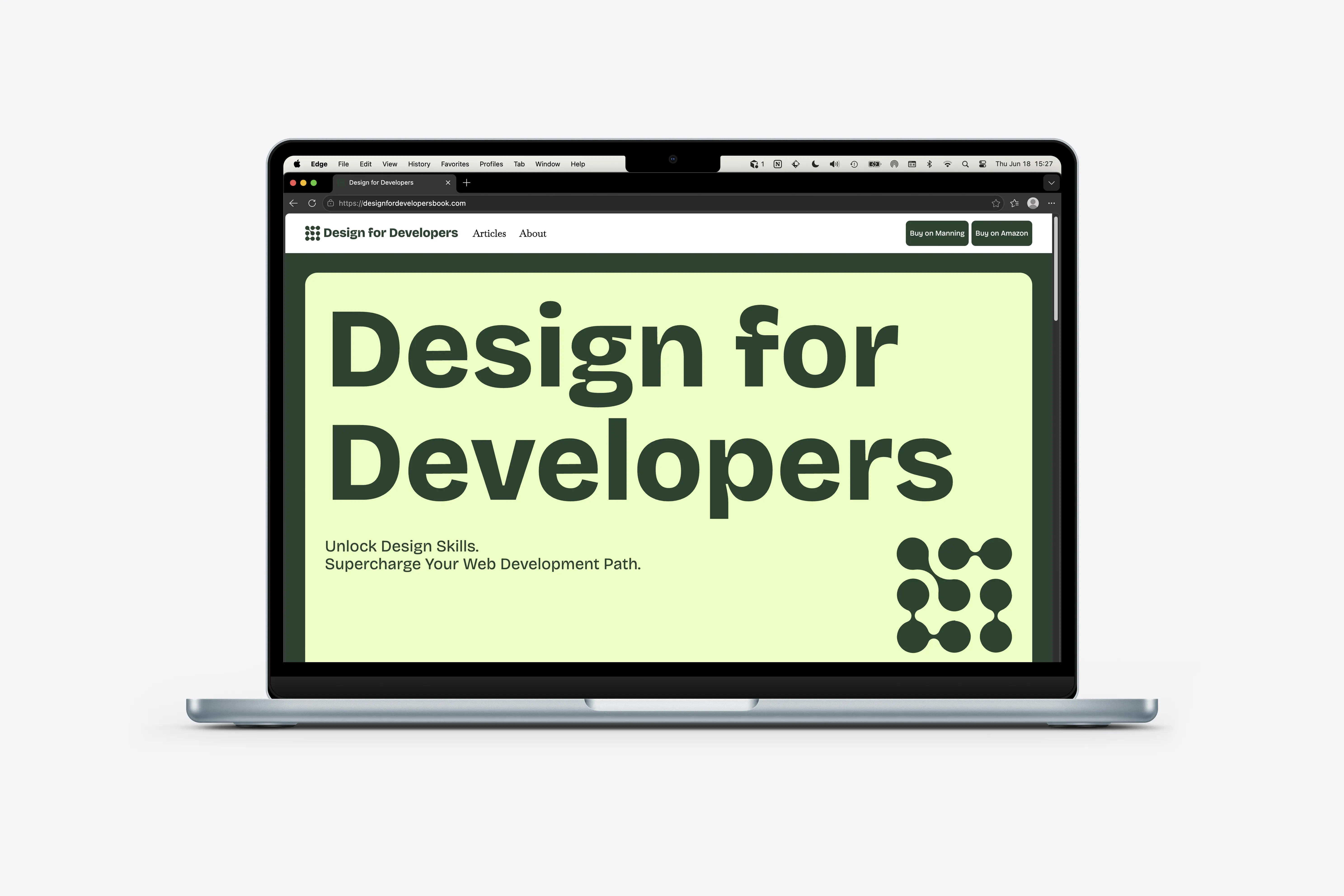 mockup of the website on a laptop