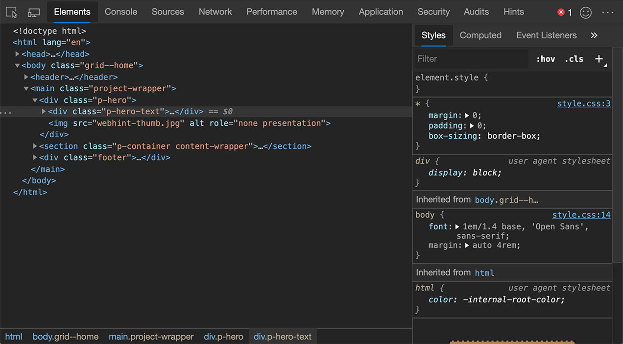 Edge DevTools dark theme
